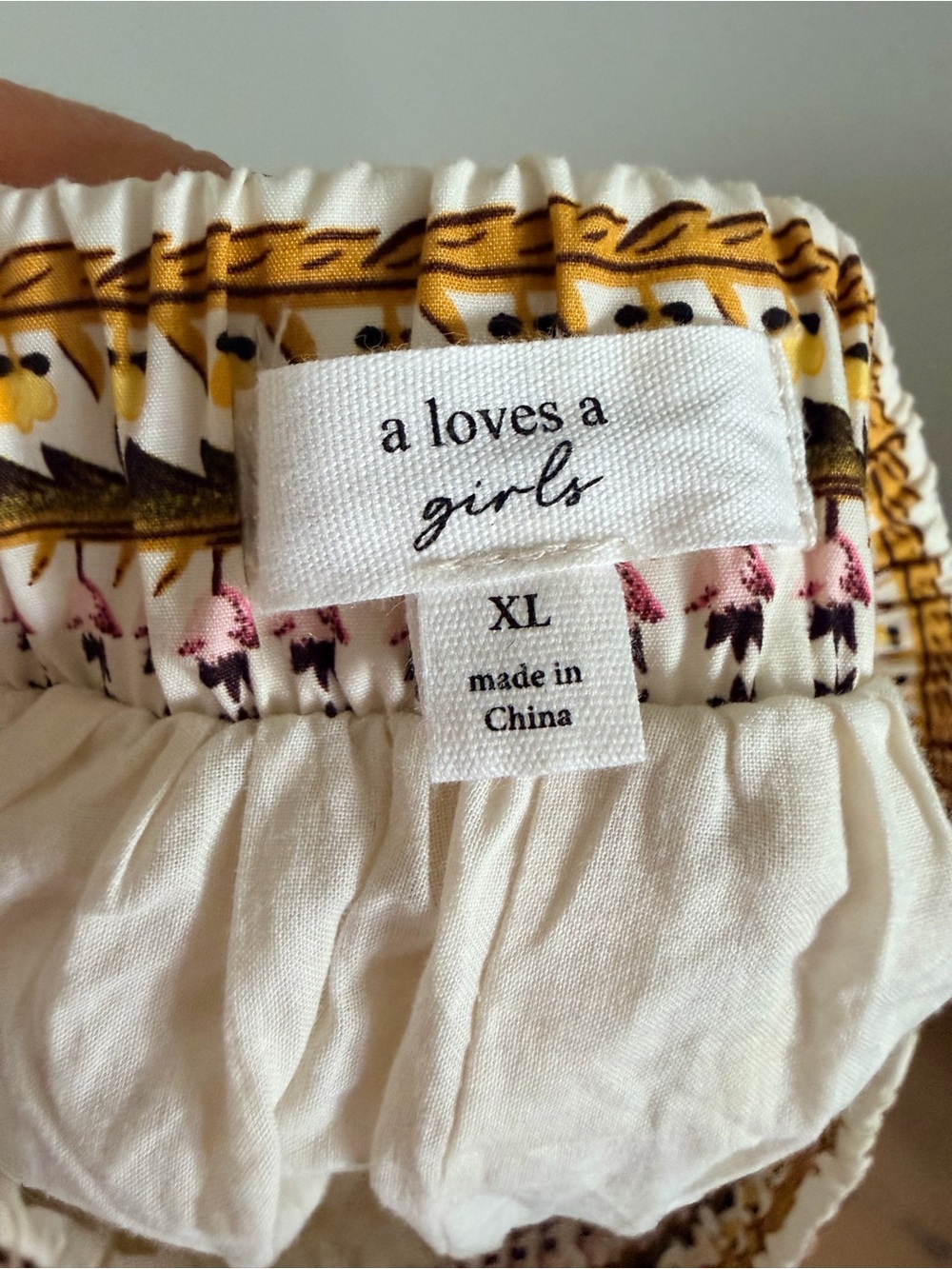 Floral Smocked Waist Cream and Yellow A-Line Skirt - Picture 4 of 4